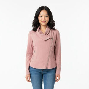 Blank NYC Pink Faux Suede Asymmetrical Zip Jacket - Small